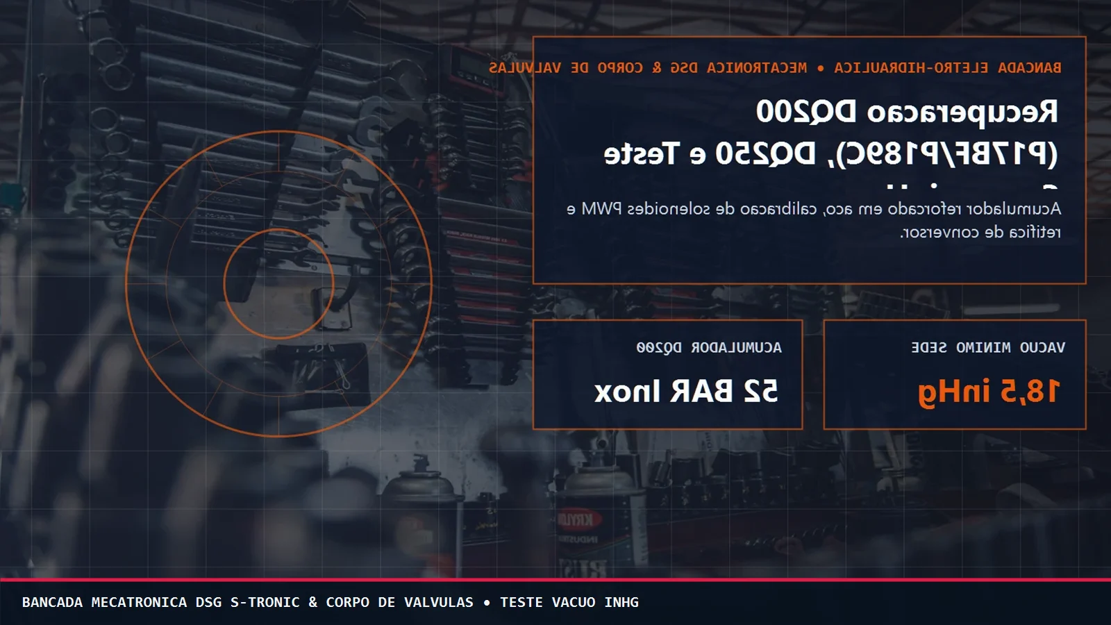 Bancada de aferição eletrônica e hidráulica de unidade mecatrônica DSG e S-Tronic em Campinas